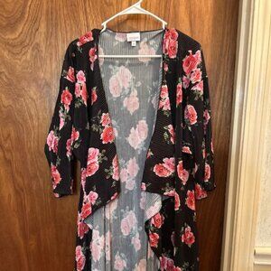 Black Floral Kimono Cardigan Size M